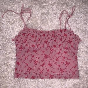 NWOT Flocked Tie Shoulder Top